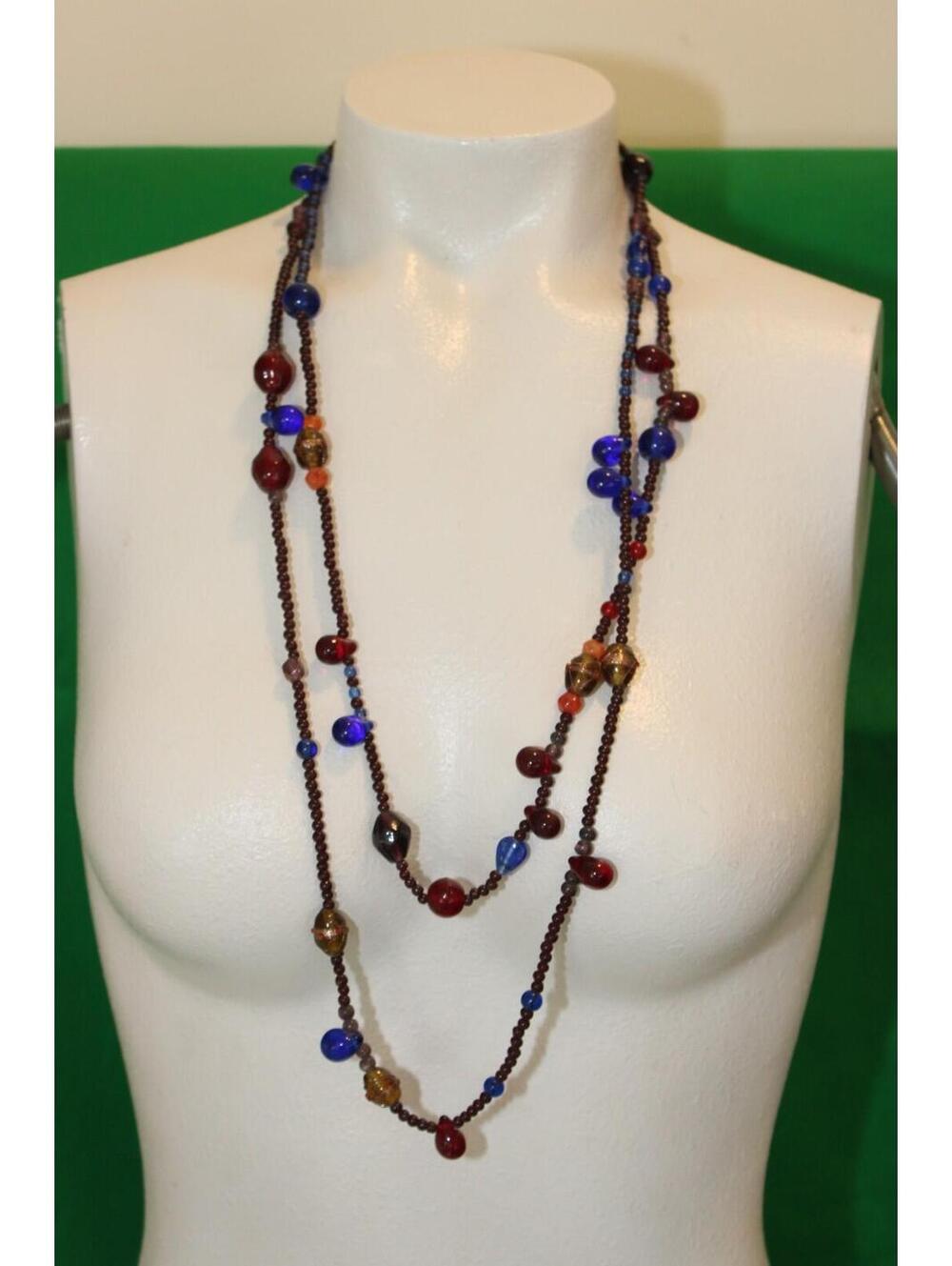 Vintage Long Glass Beaded Necklace